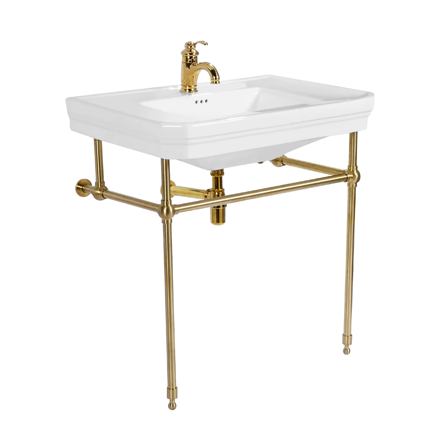 bathroom Brushed gold console sink MB-2062C1, upc basin with 304 console stand